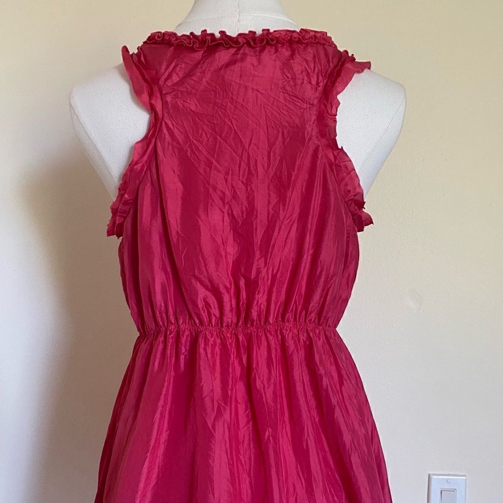 Calypso St Barth Silk Raspberry Pink Sleeveless Mini Dress Crinkle Ribbon Size S - Picture 7 of 13